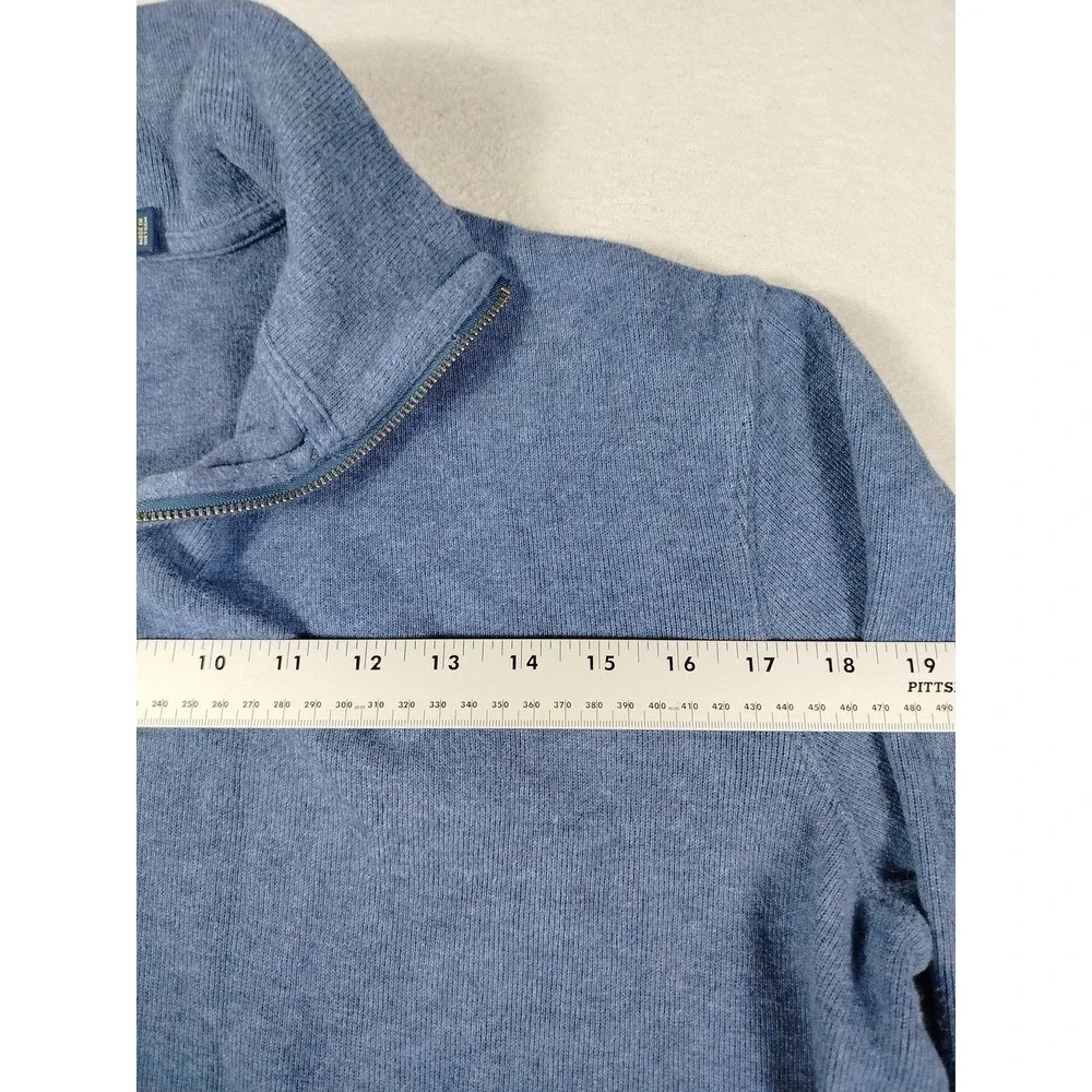 Polo Ralph Lauren Sweater Mens Medium Blue Cotton 1/4 Zip Preppy Pullover Office